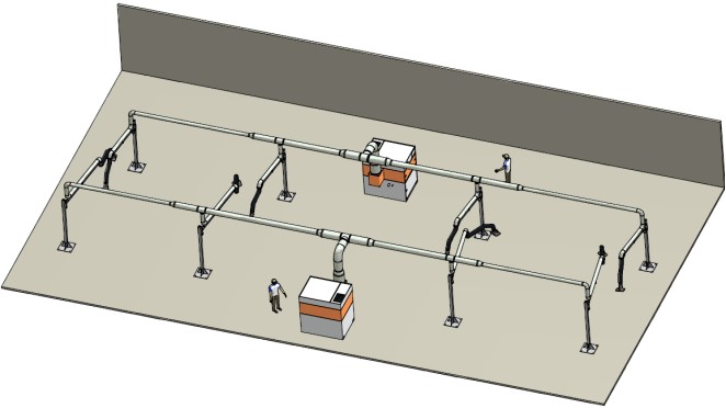 Варианты подключения фильтровентиляционной системы к вытяжным рукавам